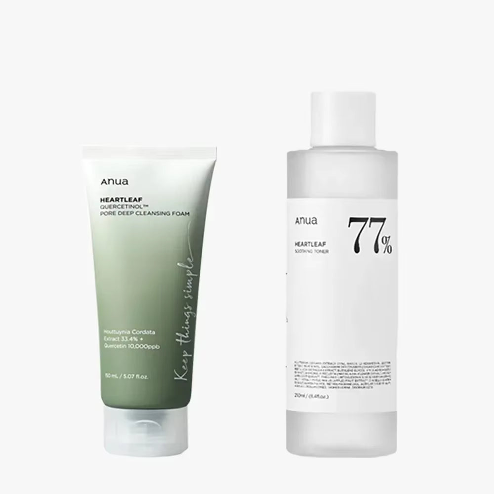 Korean Anua Skin Care Set Heartleaf 77% Toner Deep Cleansing Oil Remove Cosmetic Face Cleanser Skincare Products Original