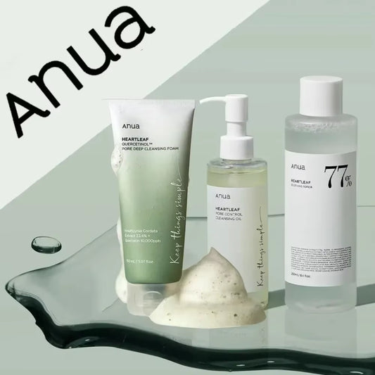 Korean Anua Skin Care Set Heartleaf 77% Toner Deep Cleansing Oil Remove Cosmetic Face Cleanser Skincare Products Original